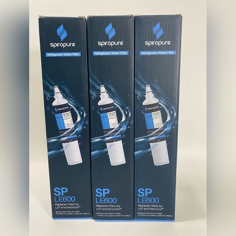 3 Refrigerator Water Filters Spiropure SP-LE600 LG & Kenmore Fridge Filters